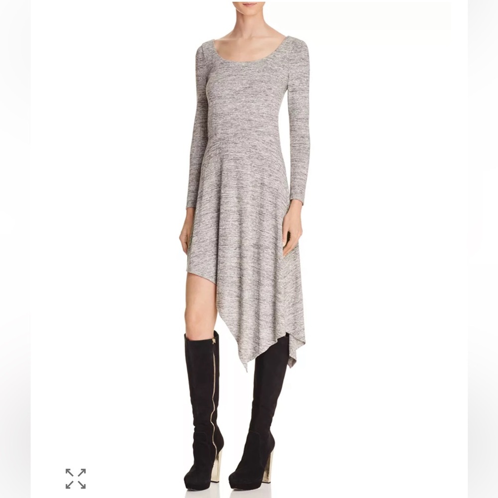 Alice + Olivia Geneva Gray Asymmetric Melange Knit Dress